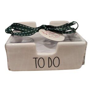 RAE DUNN ~ "To Do" Post It Note Holder ~ Ceramic White / Black